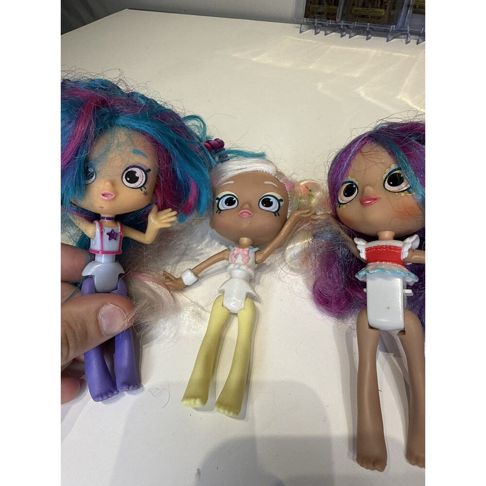 Shopkins Shoppies 5" Dolls Lot 3 Bubbleisha Cocoette Peppamint Needs Hair TLC